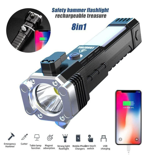 Portable Rechargeable LED Torch | Long-Range Flashlight with Multi-Purpose Use