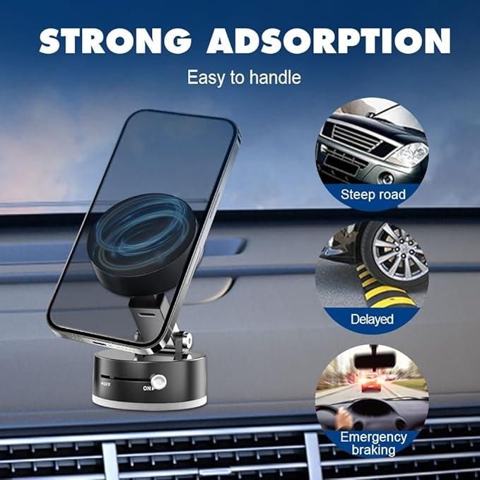 Magnetic Suction Phone Holder | Strong Vacuum Grip for Secure Mounting