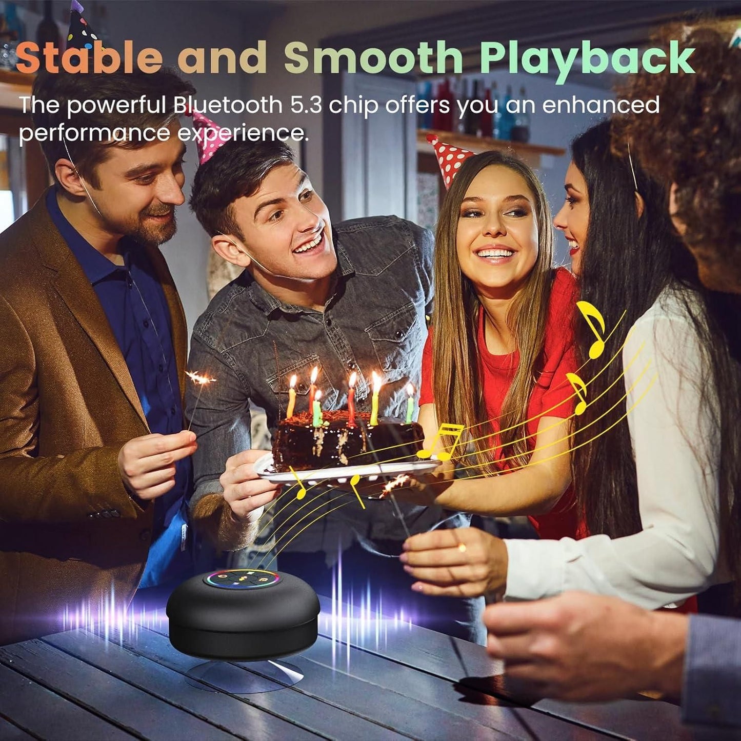 Large Waterproof Bluetooth Speaker | Strong Suction Cup for Hands-Free Use