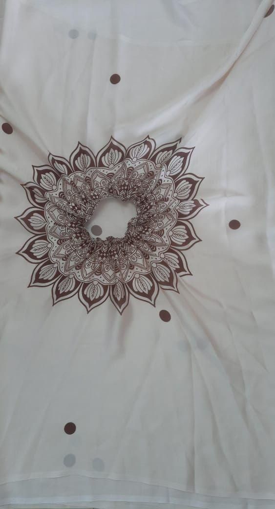 Satin Silk Printed Kaftan Saree | Includes Unstitched Blouse – Elegant & Flowing