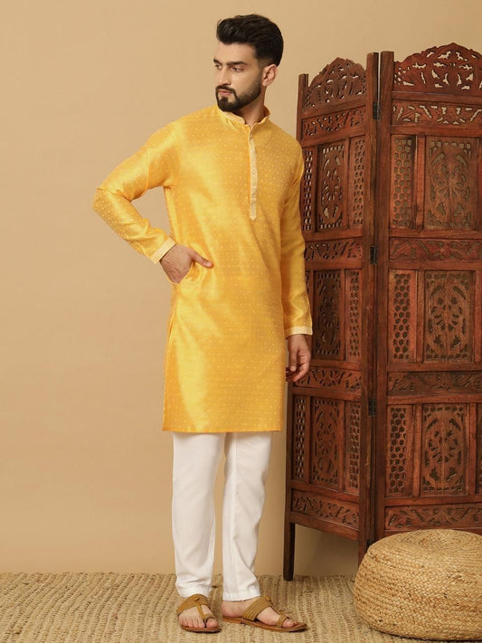 Men’s Jacquard Kurta Pyjama Set | Solid Design – Elegant & Comfortable