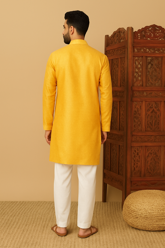 Men’s Jacquard Kurta Pyjama Set | Solid Design – Elegant & Comfortable